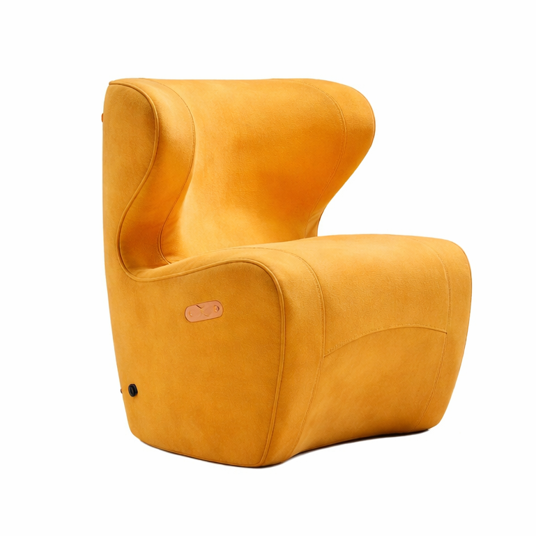 CozyNest Lounge Chair (Yellow/Grey) – Designer Lounge with Light Massage Therapy Features for Daily Comfort and Stress Relief