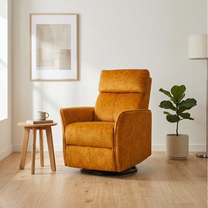 Luxury 360° Swivel Rocking Recliner Chair with Manual Adjustable Backrest | Modern Lounge Sofa with Smooth Recline & Full Rotation Comfort