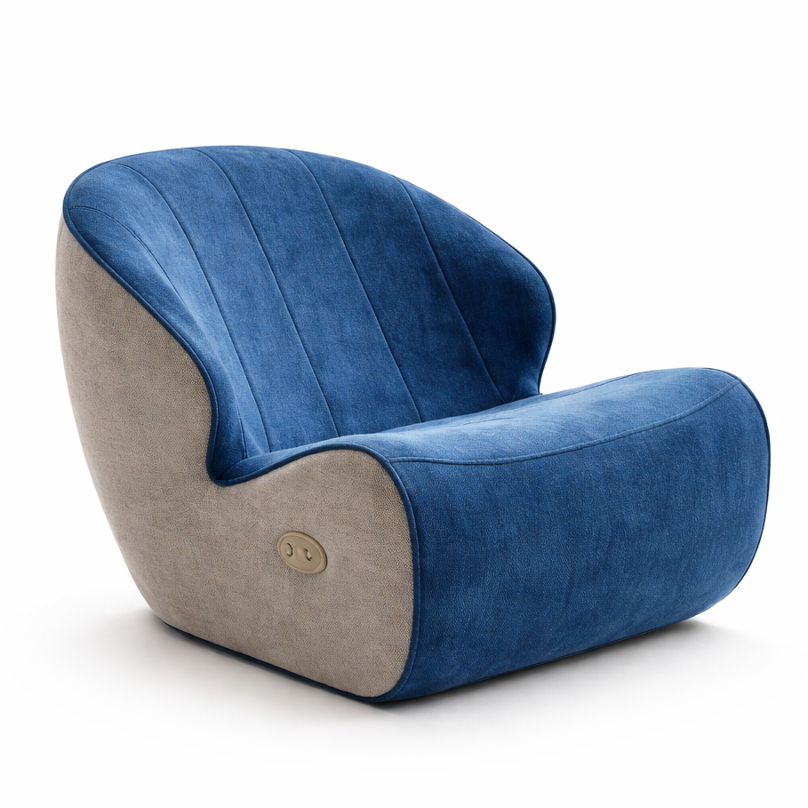 LumaEase Lounge Chair (Yellow/Blue) – Designer Lounge with Gentle Vibration and Light Therapy Features for Daily Comfort and Stress Relief